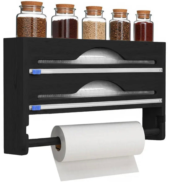 Keep Your Kitchen Neat with This 4-in-1 Wall-Mounted Bamboo Wrap Dispenser